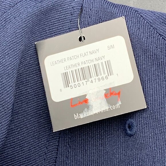 Rawlings Black Clover Hat Flat Bill Leather Patch Navy Blue Acrylic Wool S/M New - Picture 3 of 8